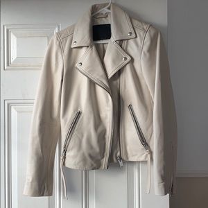 All Saints Dalby leather jacket in Aires white